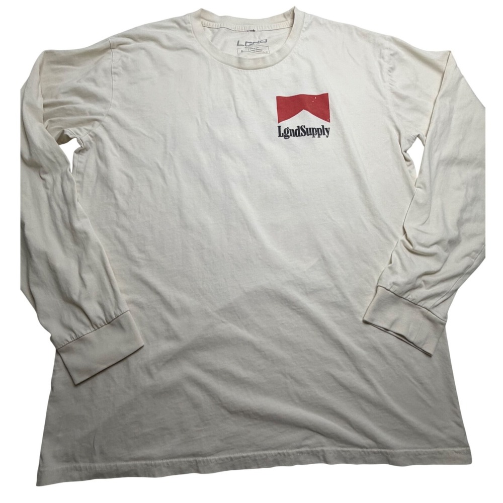 LgndSupply Racing Long Sleeve T-Shirt Mens Large Cream F1 Graphic Tee